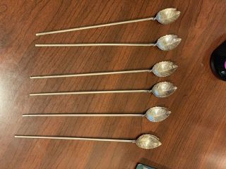 Vintage Tiffany & Co Sterling Silver Julep Leaf Spoons (6)
