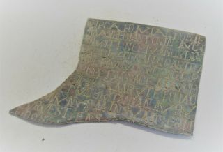 ANCIENT ROMAN MILITARY DIPLOMA PLAQUE FRAGMENT IMPORTANT INSCRIPTIONS 200 - 300AD 4