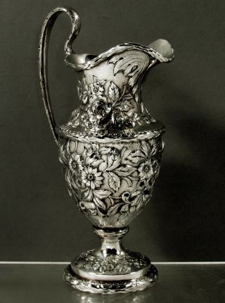 Kirk Sterling Silver Pitcher c1905 Hand Decorated 2