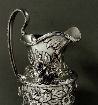 Kirk Sterling Silver Pitcher c1905 Hand Decorated 4