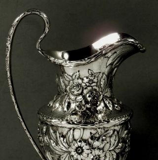 Kirk Sterling Silver Pitcher c1905 Hand Decorated 5