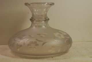 Large,  Heavt American Cut - Etched Glass Oil Lamp Shade,  Probably Made About 1860