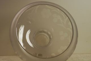 large,  heavt American cut - etched glass oil lamp shade,  probably made about 1860 5
