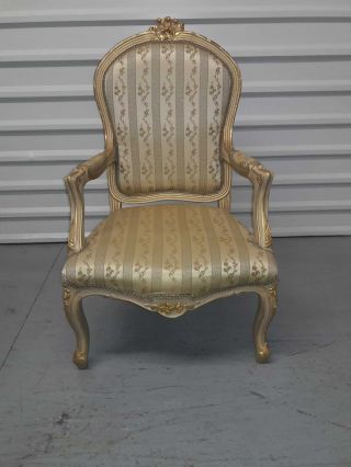, Vintage,  Victorian Gold Leaf Finish Ornate Arm Chair