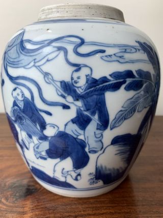 antique chinese blue and white ginger jar 18thC KangXi period 2