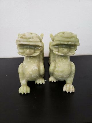 Natural green Jade Dragon Pixiu Statue Pair Length10 ' x7 