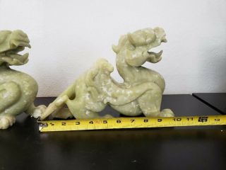 Natural green Jade Dragon Pixiu Statue Pair Length10 ' x7 