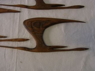 6 Mid Century 60´s 70´s Wood Fly Bird Wall Ornament BG 6