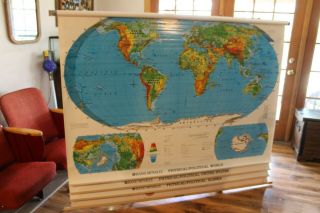 World,  Us United States,  Alaska,  Az - Pull Down Classroom 4 Map Rand Mcnally