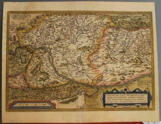 Hungary & Romania 1579 (1584) Ortelius Unusual Antique Copper Engraved Map