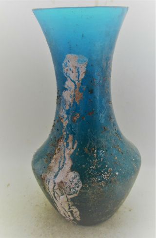 Circa 200 - 300ad Ancient Roman Aqua Glass Iridescent Urgentarium Vessel