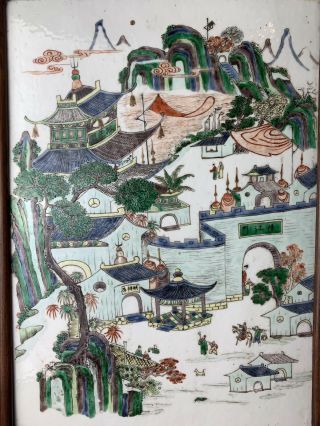 antique chinese famille verte porcelain panel with hardwood frame 2