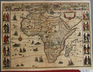 African Continent 1630ca Blaeu Scarce Antique Copper Engraved Map French Edition