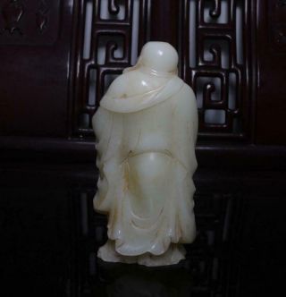 Old Fine Chinese Carved White Jade Statue Maitreya Buddha H6.  69” 3
