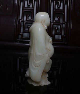 Old Fine Chinese Carved White Jade Statue Maitreya Buddha H6.  69” 4