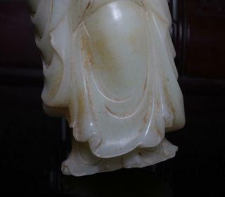Old Fine Chinese Carved White Jade Statue Maitreya Buddha H6.  69” 8