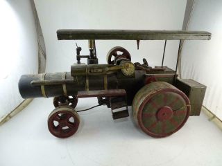 Antique Wood Iron Model Steam Tractor Case 1800s Toy Large Scale Folk Art Vtg