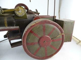 Antique Wood Iron Model Steam Tractor Case 1800s Toy Large Scale Folk Art Vtg 5