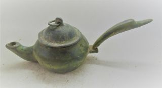 Finest Circa 400 - 500ad Late Roman Period Bronze Oil Lamp Item