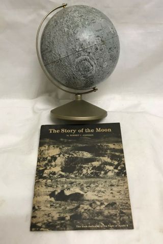1969 Replogle 6 " Metal Moon Globe Apollo Landings Map Nasa Astronauts,  Book