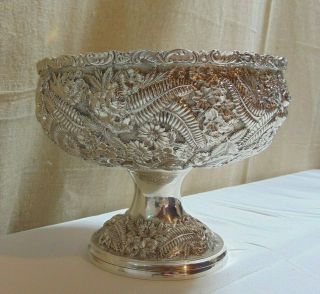 Welsh & Brother Sterling Silver Repousse Pedestal Bowl,  Baltimore Circa 1902