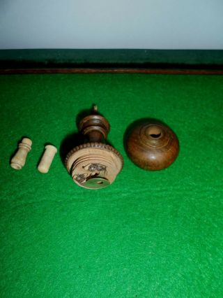antique Electric bell switch in wood carved by hand c1900 3