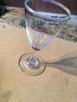 Revolutionary War 18th Century Tapered Shape Bowl Wine Glass Open Pontil W Gilt 3
