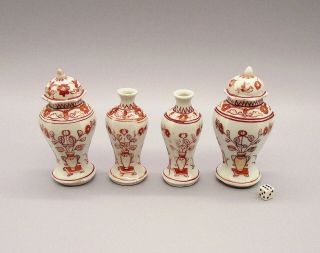 Fine & Rare Chinese Rouge De Fer Miniature Porcelain Garniture Set Kangxi Ca1710