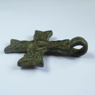 CELTIC SCANDINAVIAN ANCIENT ARTIFACT BRONZE CROSS WITH CELTIC KNOT 6