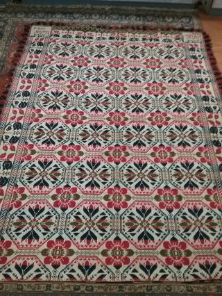 1844 Coverlet Made By P.  Maus,  Nazareth 8x6 Ft
