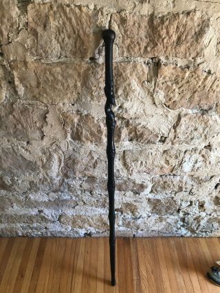 African Walking Stick Carved Ebony Wood Tribal Ebony Walking Snake Stick