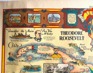 RARE Pictorial Map 1935 Theodore Roosevelt Spanish War Memorial Map Buffalo NY 10