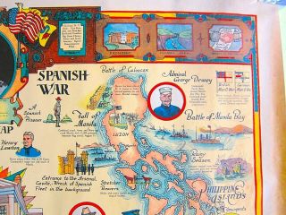 RARE Pictorial Map 1935 Theodore Roosevelt Spanish War Memorial Map Buffalo NY 11