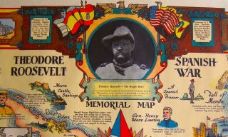 RARE Pictorial Map 1935 Theodore Roosevelt Spanish War Memorial Map Buffalo NY 2