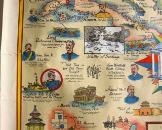 RARE Pictorial Map 1935 Theodore Roosevelt Spanish War Memorial Map Buffalo NY 7