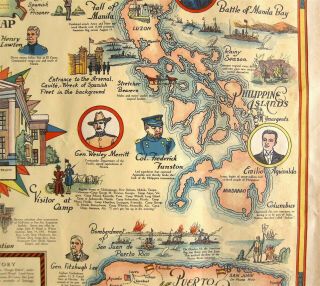 RARE Pictorial Map 1935 Theodore Roosevelt Spanish War Memorial Map Buffalo NY 9