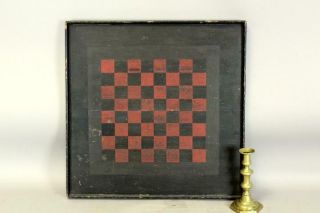Great 19th Century Painted Checkerboard Game Board Red And Black Paint