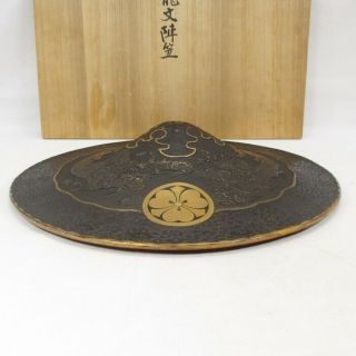 H732: Very Rare,  Highest Class Japanese Military Hat Jingasa W/wonderful Dragon