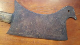 Early Antique Meat Cleaver With Unique Bird Head Or Chicken Head Hard To Find