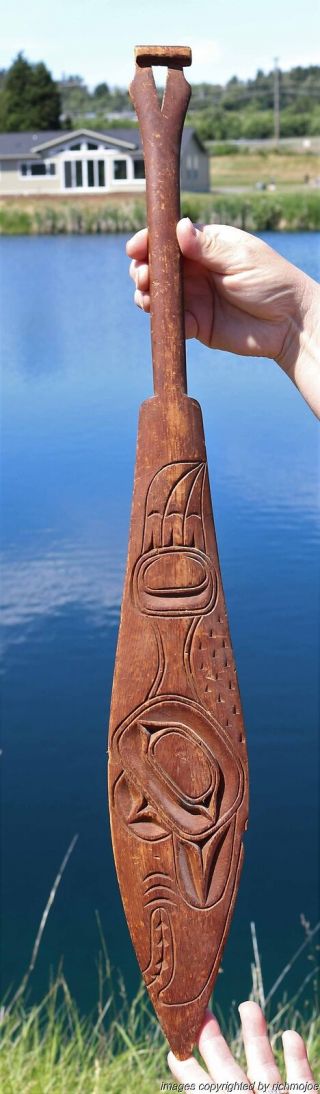 Fine Old Northwest Coast Haida Or Tlingit Indian Ceremonial Dance Paddle 19th C