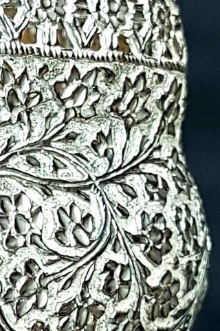 Antique Indian Colonial Raj Kashmir Islamic Solid Silver Bowl c1880 11