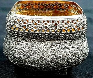 Antique Indian Colonial Raj Kashmir Islamic Solid Silver Bowl c1880 2
