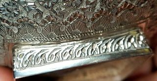 Antique Indian Colonial Raj Kashmir Islamic Solid Silver Bowl c1880 8