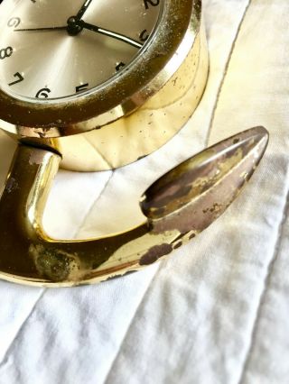 Vintage Hermes Brass Anchor Desk Alarm Clock 60s 3