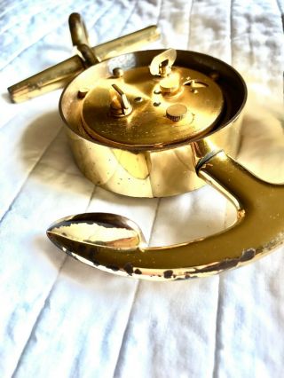 Vintage Hermes Brass Anchor Desk Alarm Clock 60s 6