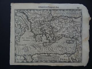 1608 Hondius Mercator Atlas Map St Paul Voyages - Peregrinatio Pauli - Apostle