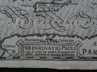 1608 HONDIUS Mercator Atlas map ST PAUL VOYAGES - Peregrinatio Pauli - Apostle 2