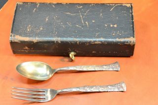 RARE Cased Tiffany & Co Sterling Vine and Gourd Pattern Fork Spoon Set 1890 WOW 11