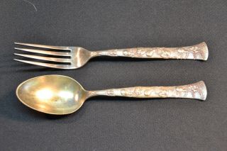 RARE Cased Tiffany & Co Sterling Vine and Gourd Pattern Fork Spoon Set 1890 WOW 6
