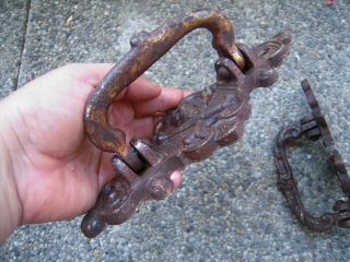 Antique French Cast Iron Memento Mori Skull & Crossbones Coffin Handles 9